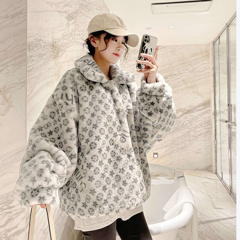 Winter New Small Square Neck Thickened Jacket Loose Faux Fur Long Sleeve Coat Bat Sleeve Plush Coat