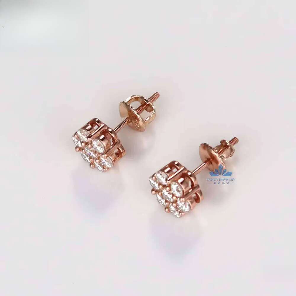 New Trendy Sterling Sier 8mm Flower Stud Earrings Moissanite Cluster Screw Back for Gift Party with GRA Certification