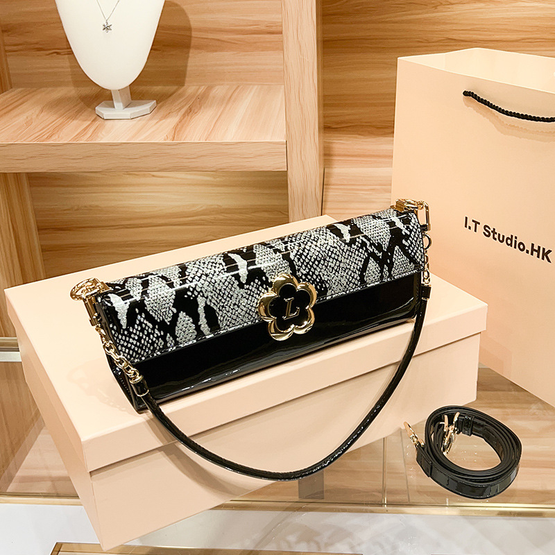 LORDLY KNACK designer bag luxury cowhide baguette bag casual high-quality vintage fashion serpentine underarm bag for woman