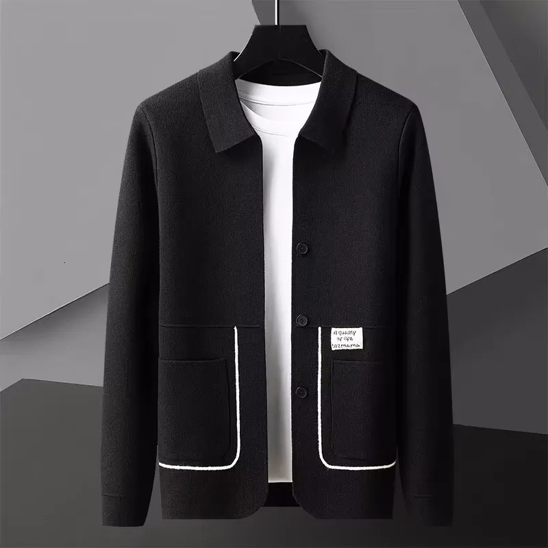 AutumnWinter High end Fashion Mens Knitted Coat ners Youth Simple Boutique Leisure Solid Color Sweater Cardigan 250819
