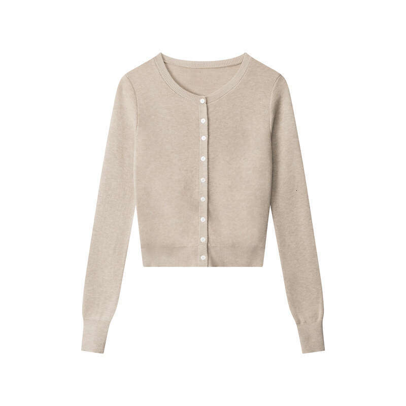 Round Neck Single-Breasted Knitted Cardigan Sweater For Women New Small Petite Elegant Autumn Winter Short Niche B5