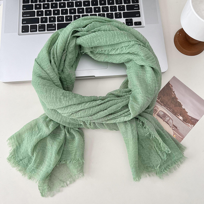 K1682 Women's versatile long scarf Korean style new solid color high-end feel autumn and winter warm neck protection can be used as a shawl