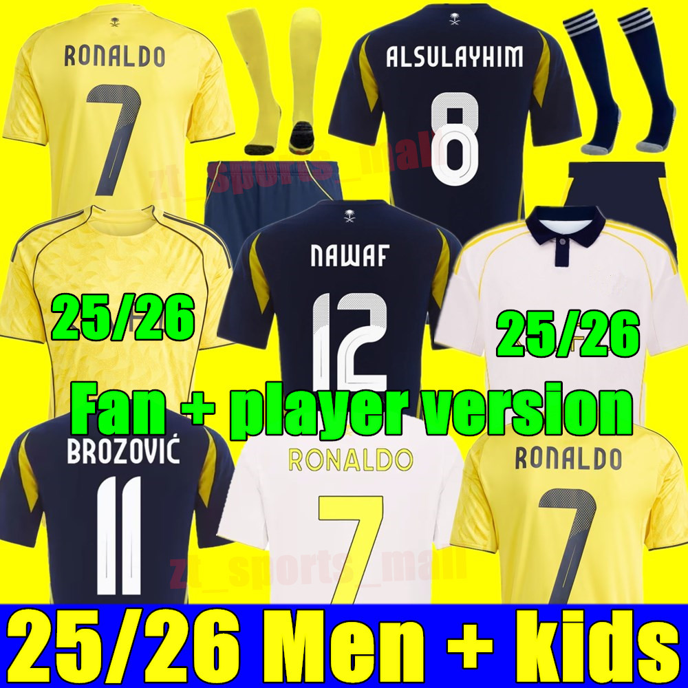 25 26 Al Nassr FC soccer Jerseys Ronaldo 2025 2026 Home third away 3rd CR7 Mane Gonzalo Martinez Talisca women FANS player version men kids kit Football shiirt Al-Nassr