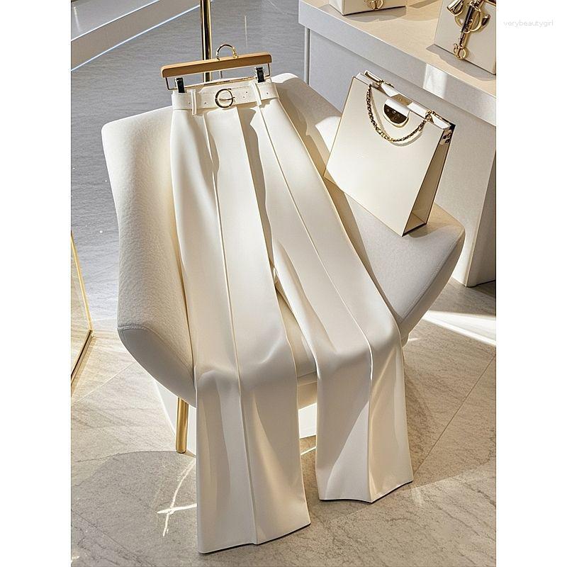 Women's Pants White Casual 2025 Autum High-End Good-Looking Draped High-Waist Slim Narrow Straight For Women Z260314