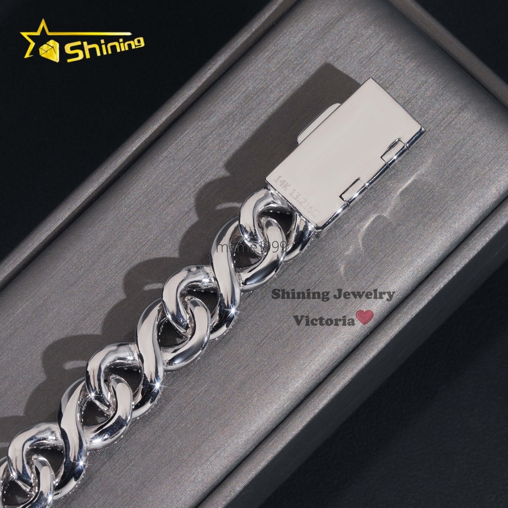 Fashion Best Selling Prong Setting White 12MM Cuban Bracelet Iced Out Jewelry Moissanite Diamond Hip Hop Infinity Link Bracelet