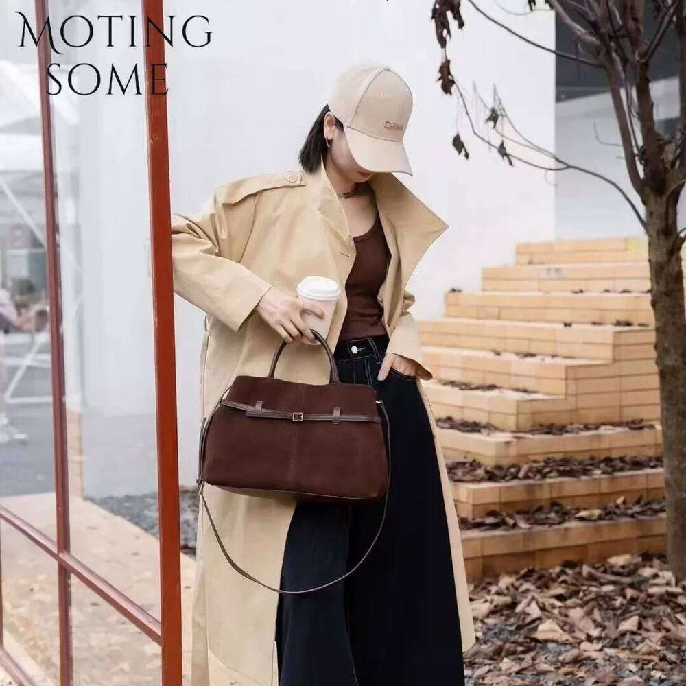 Motingsome Suede Leather for Women Frosted Bag Retro New Autumn and Winter Casual Shoulder Handbag Commuter Tote bag