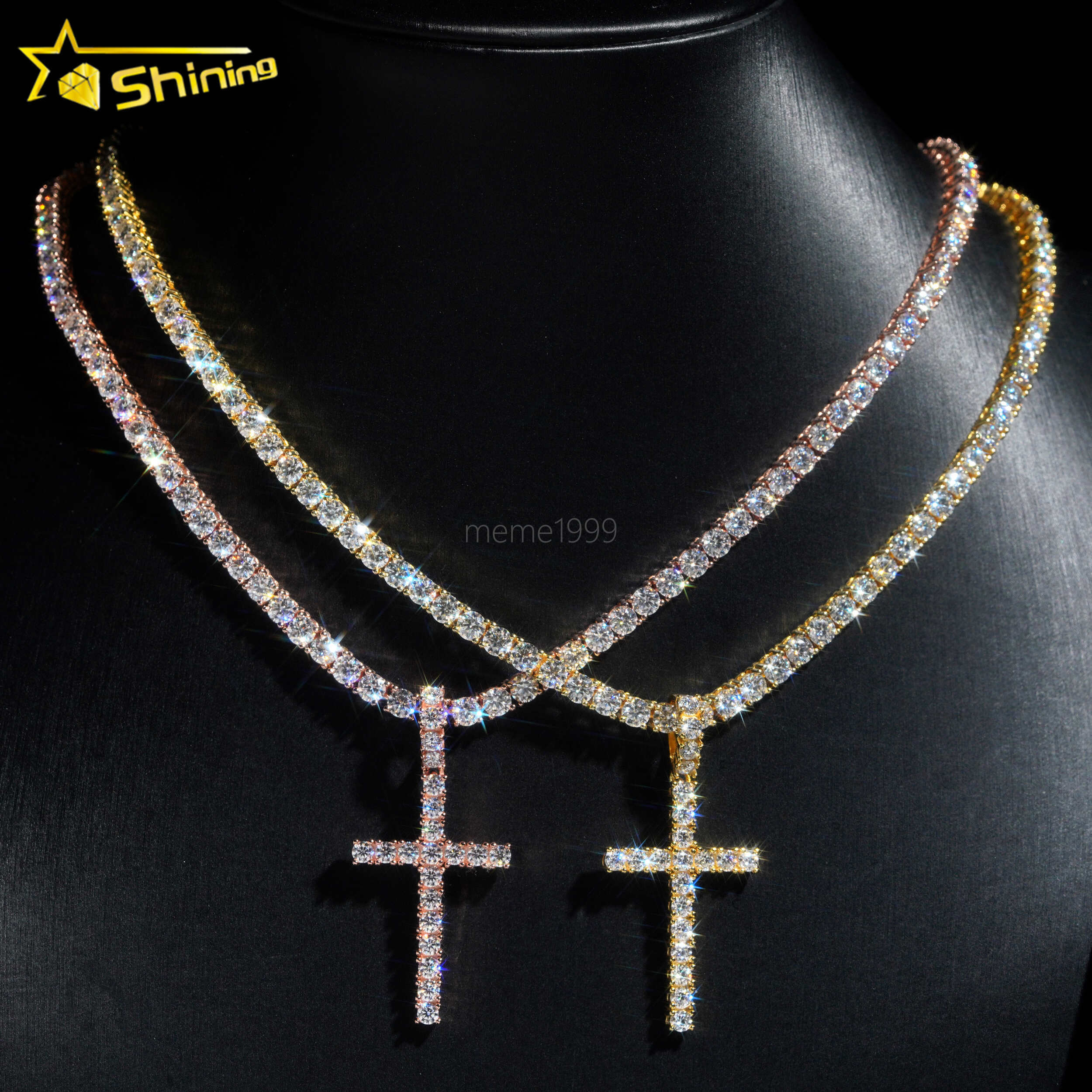 New Arrivals Lab Diamonds Cross Pendant Fashion Jewelry Necklaces 10K Solid Gold Fine Jewelry Lab Grown Diamonds Cross Charms