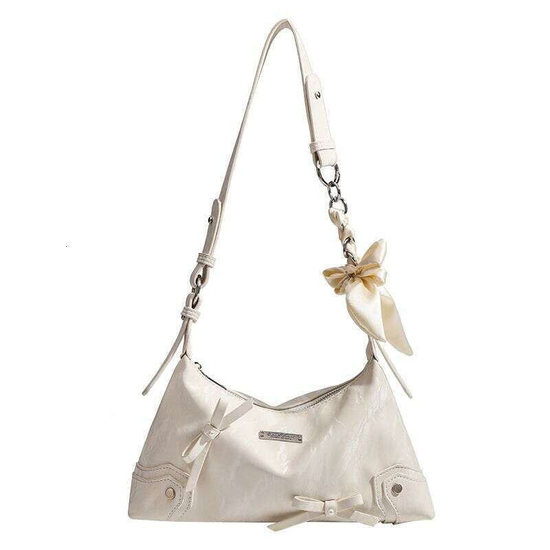 2025 Spring And Summer New Bow Chain Splicing Single Shoulder High-end Handbag Trend Armpit Bag Fashion Hundreds Casual Daily Commuter