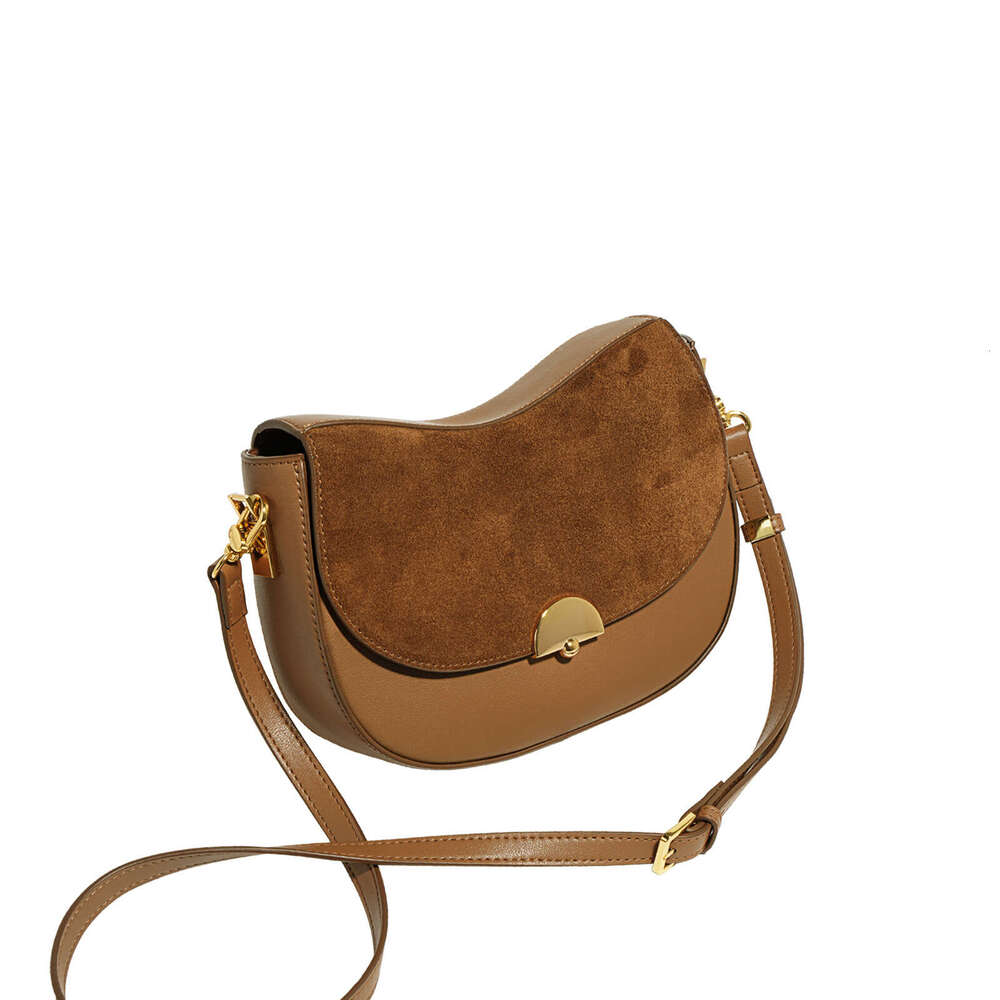 Fashion Saddle Autumn Winter New Niche Matte Cowhide Patchwork Shoulder High Quality Texture Crossbody Small Bag