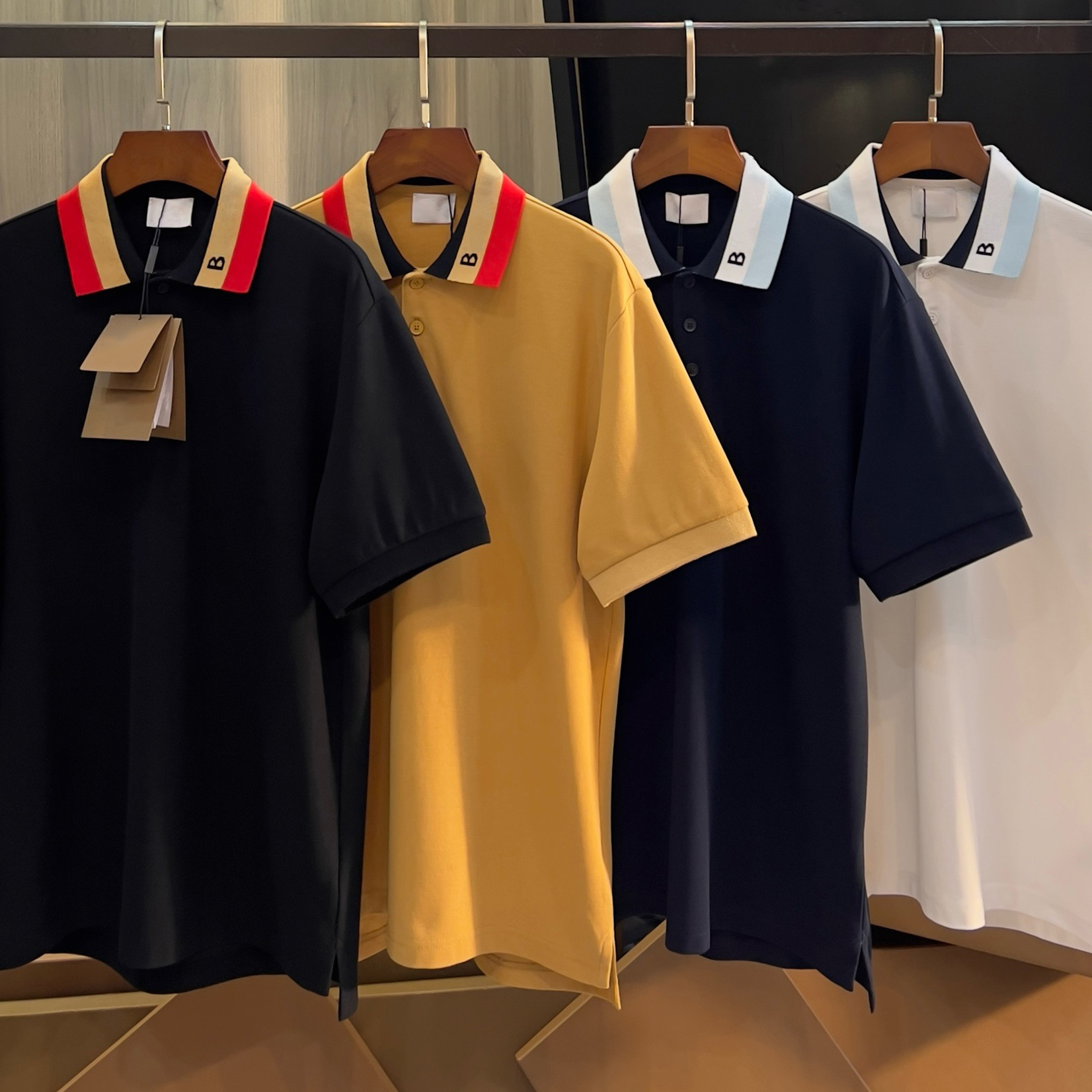 High quality men's T-shirt polo shirt designer men's polo shirt letter pattern fashionable and versatile cotton T-shirt top