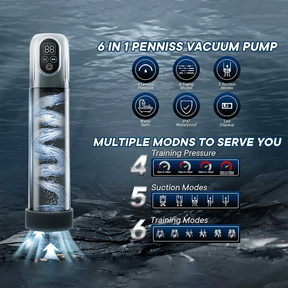 Mens Waterproof Digital Penis Trainer - 5 Frequency Modes Vacuum Physical Assistance Enlarger XJ250819