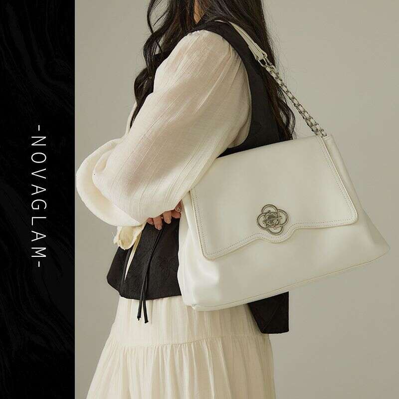2024 New NOVAGLAM Simple Brown Black White Large Capacity Shoulder Chain Tote Bag