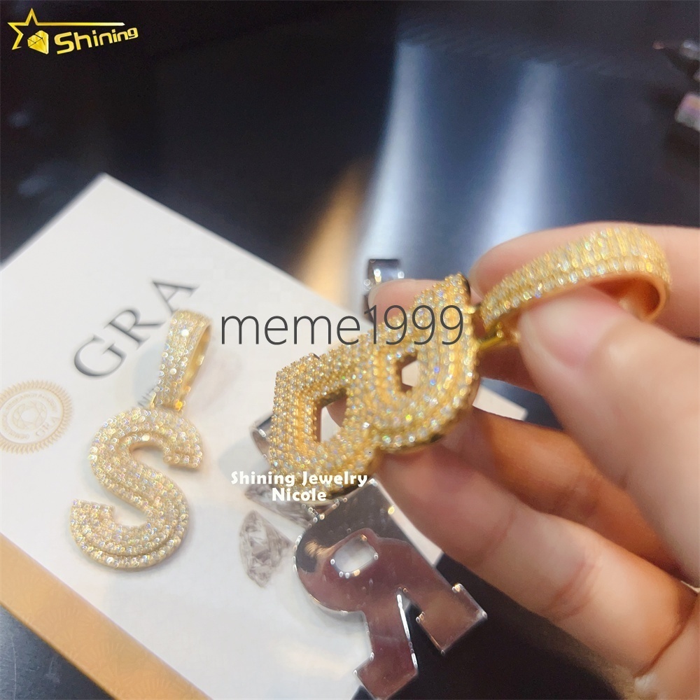 Wholesale Hip Hop Pendants Initial Number Custom 925 Silver GRA Certified Moissanite Letter Pendant