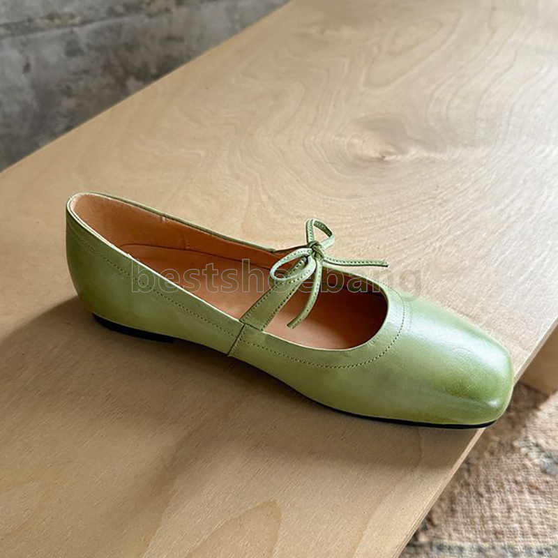designer shoes ballet flat low heels loafers womens fashion square head mary jane green pink soft-soled non-slip ladies single shoes size 35-40