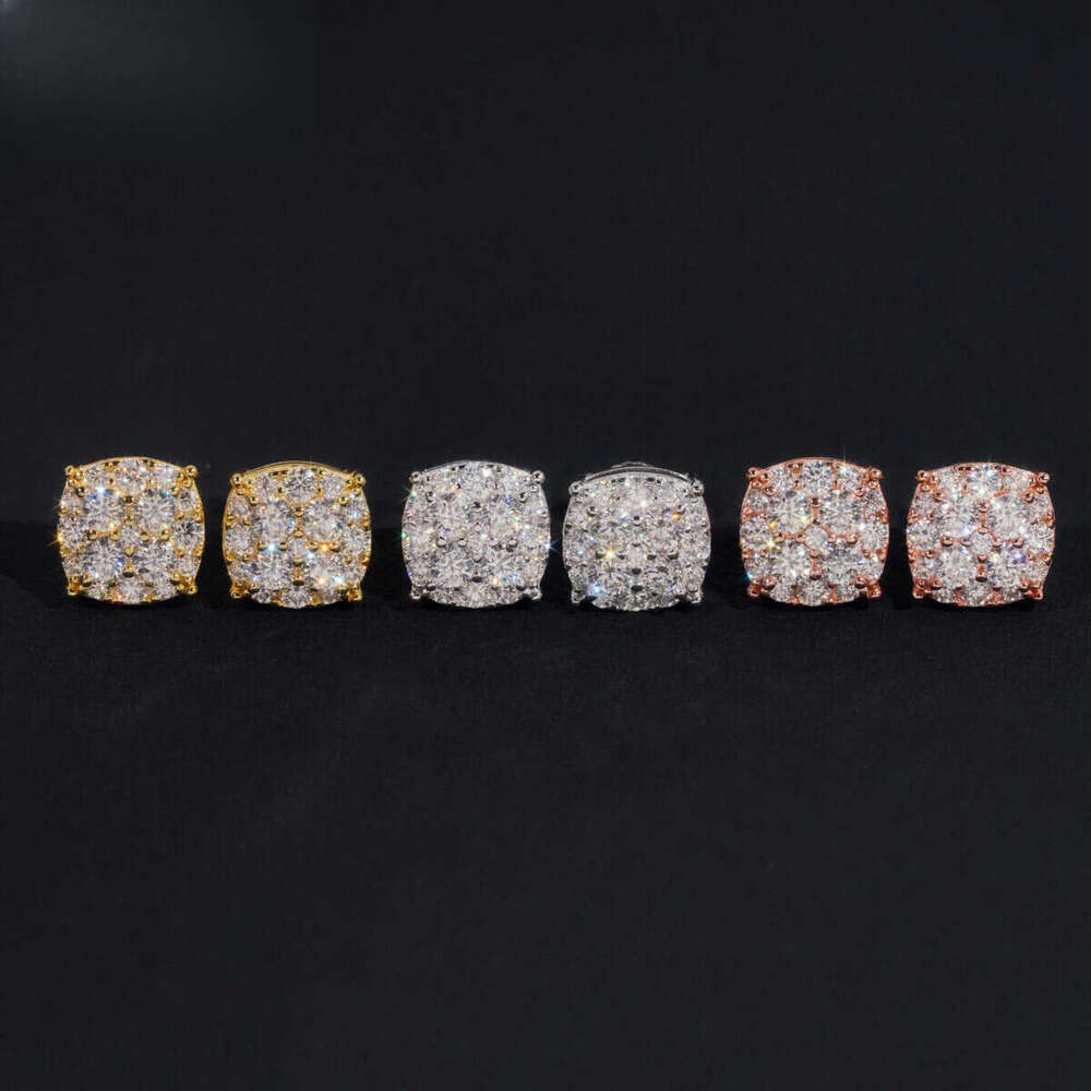 New Pass Tester GRA Certified Stocks VVS Dia Sterling Sier Hip Hop Jewelry Moissanite Stud Earrings For Men