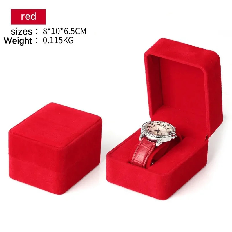 Watch Box Fashion Velvet Round Corner Smartwatch Clock Storage Case Jewelry Accessories Business Packaging Boxes Black Red Blue 250819