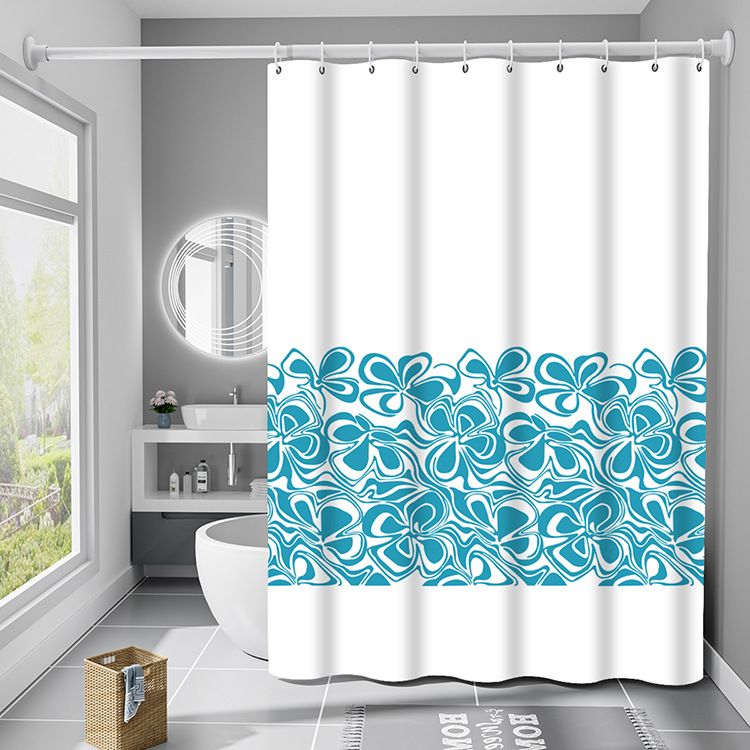 YL-36951 Manufacturer Spot Digital Printed Fabric Shower Curtain Waterproof Thickened Bathroom Partition Curtain with Hook