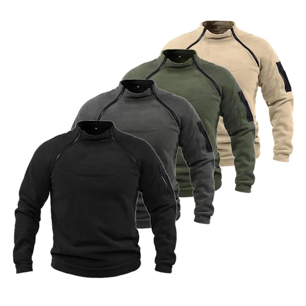 Mens Tactical Outdoor Fleece Jacket Clothes Warm Zippers Pullover Men Windproof Coat Thermal Hiking Sweatshirt 250819