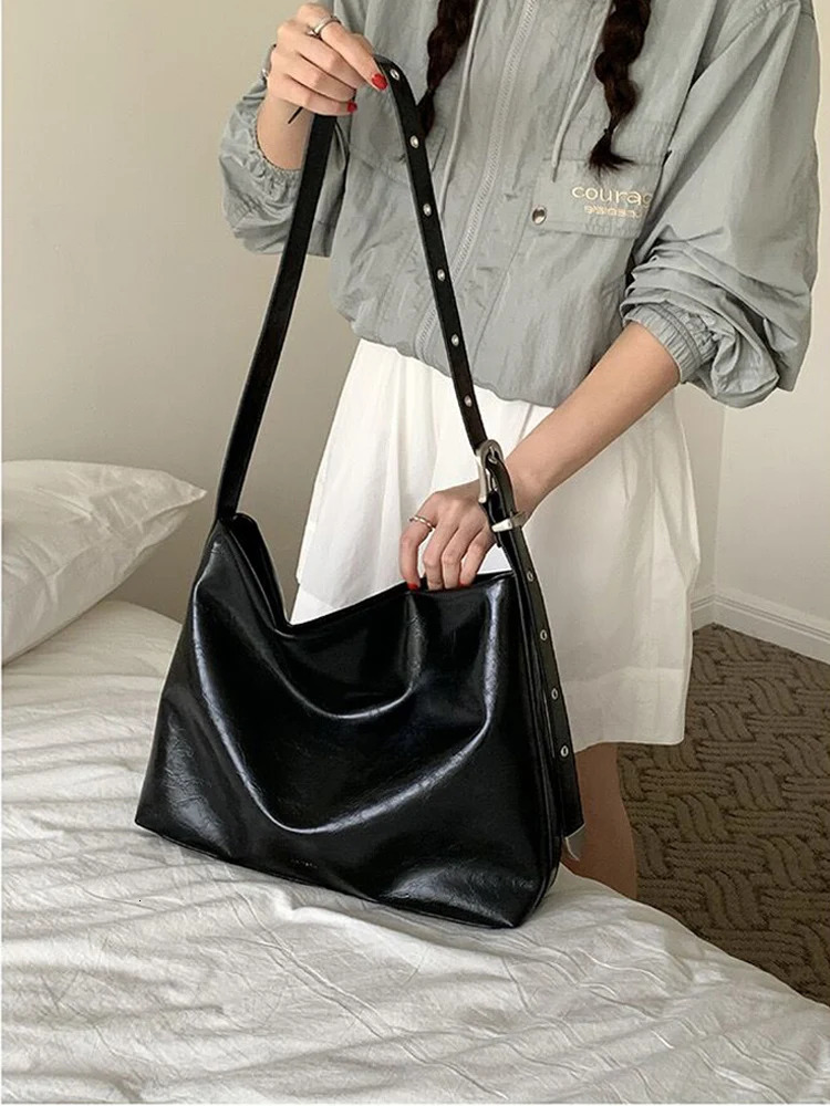 Trendy Large Capaci Casual Womens Bag Li Cha Korean Sle Crossbody Oil Wax Leather Single oulder Tote Bag 250818