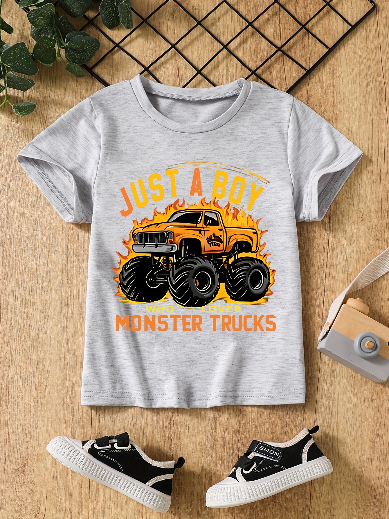 T-shirts Boys Printed Breathing Quick Dry Set - Trio Pack of Short Sleeve Tees Featuring Offroad Vehicles