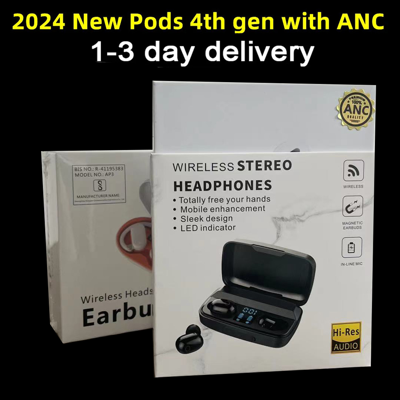 2024 New 4th Gen AirPods Pro 2 With ANC USB C TWS Wireless Bluetooth Earphones airPod Pros 3rd Earbuds Earphone Headset USB-C charging port For Xiaomi iPhone Headphones