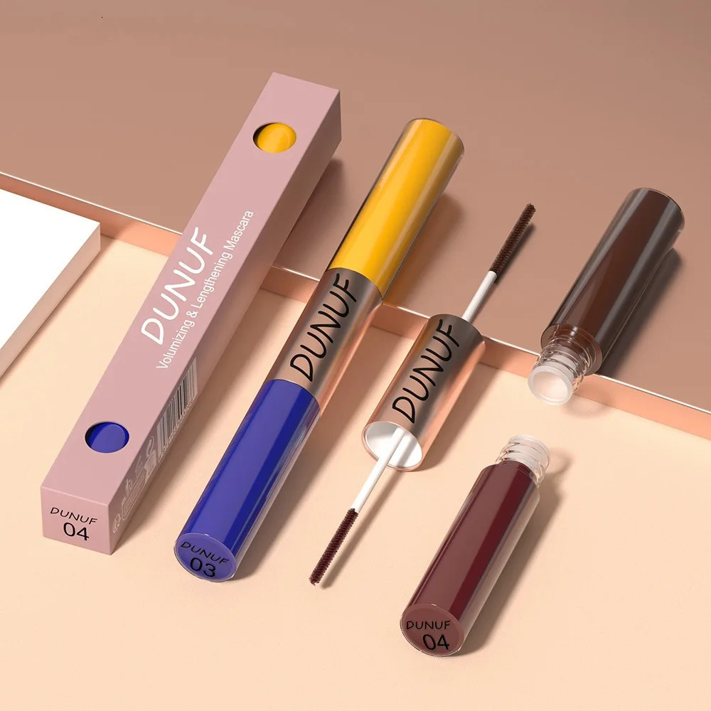 Slender Double-head Colored Mascara Curl Thick Lash Eyelash Extension Lengthening Waterproof Yellow Red Brown Fine Brush Mascara 250818