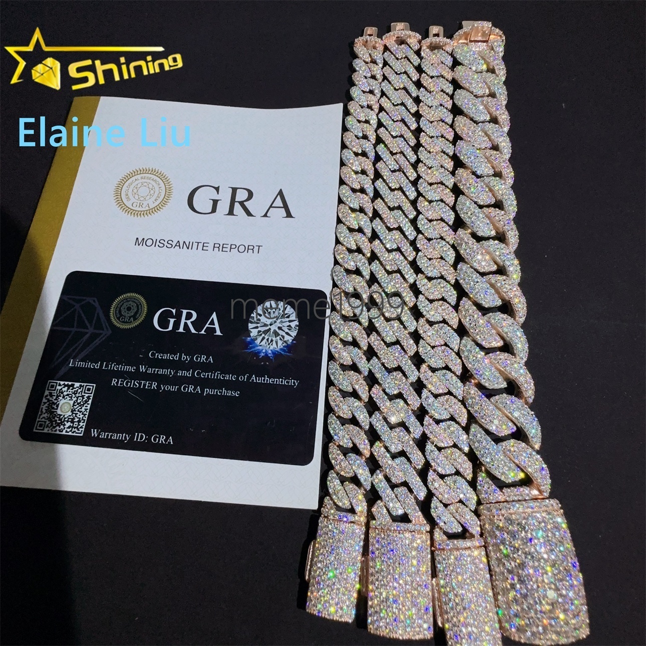 Pass Diamond Tester Rose Gold Two Tone High Quality Moissanite Diamond Hip Hop Bracelet 925 Silver Iced Out Cuban Link