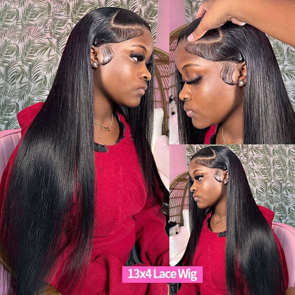 13X6 Frontal 100% Raw Human Straight Front 30 40 Inch 5X5 HD Closure Wig 250% Lace Wigs Full Hair
