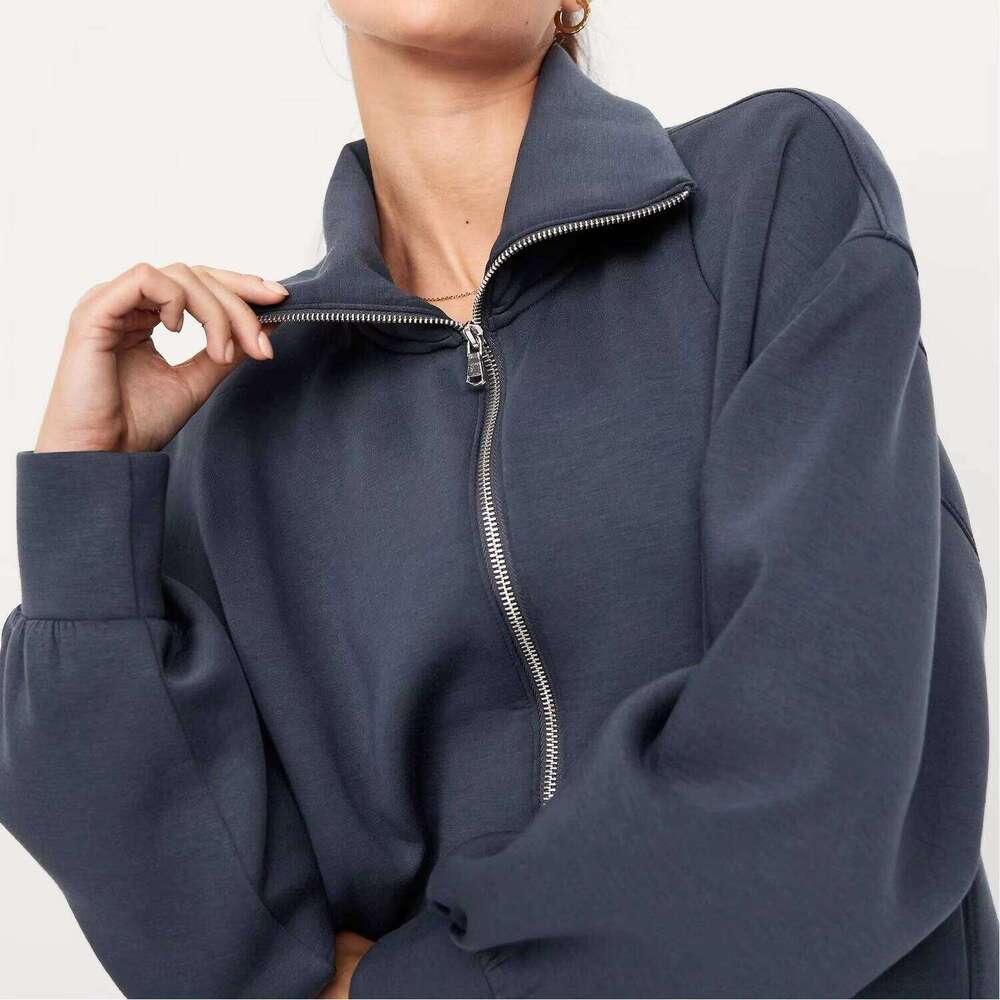 Women's 100% Cotton French Terry Hoodie Oversized Zip-up Streetwear Custom Embroidery 3D Printed Fleece Hooded Collar