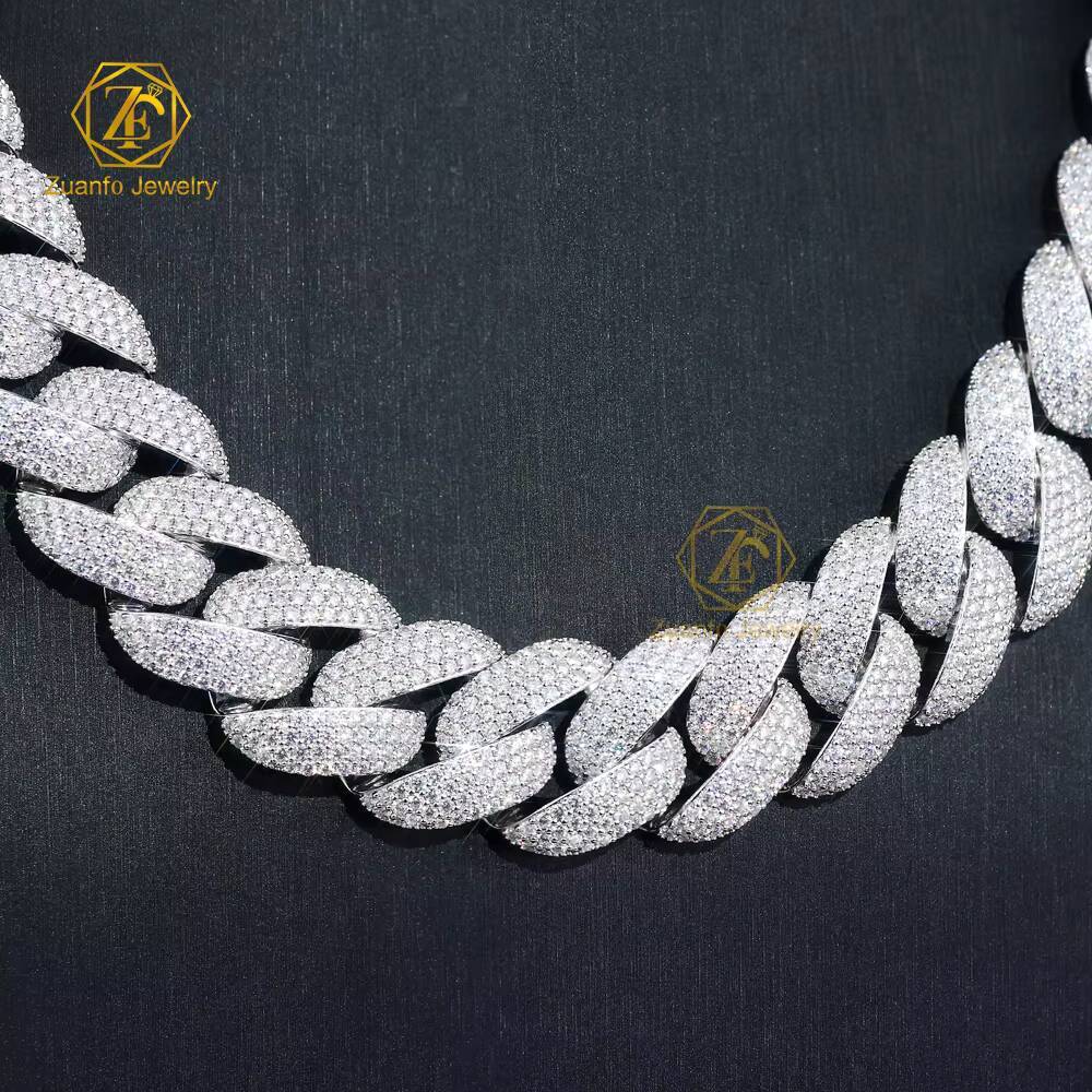 6-15mm Moissanite Cuban Link Necklace Miami 925 Silver Hip Hop Jewelry Moissanite Cuban Chain