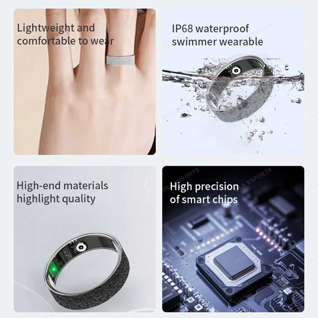 New Smart Ring with Charging Case for Men Women Health and Sleep Monitor IP68 5ATM Waterproof Multi-sport Mode for Android iOS W250819