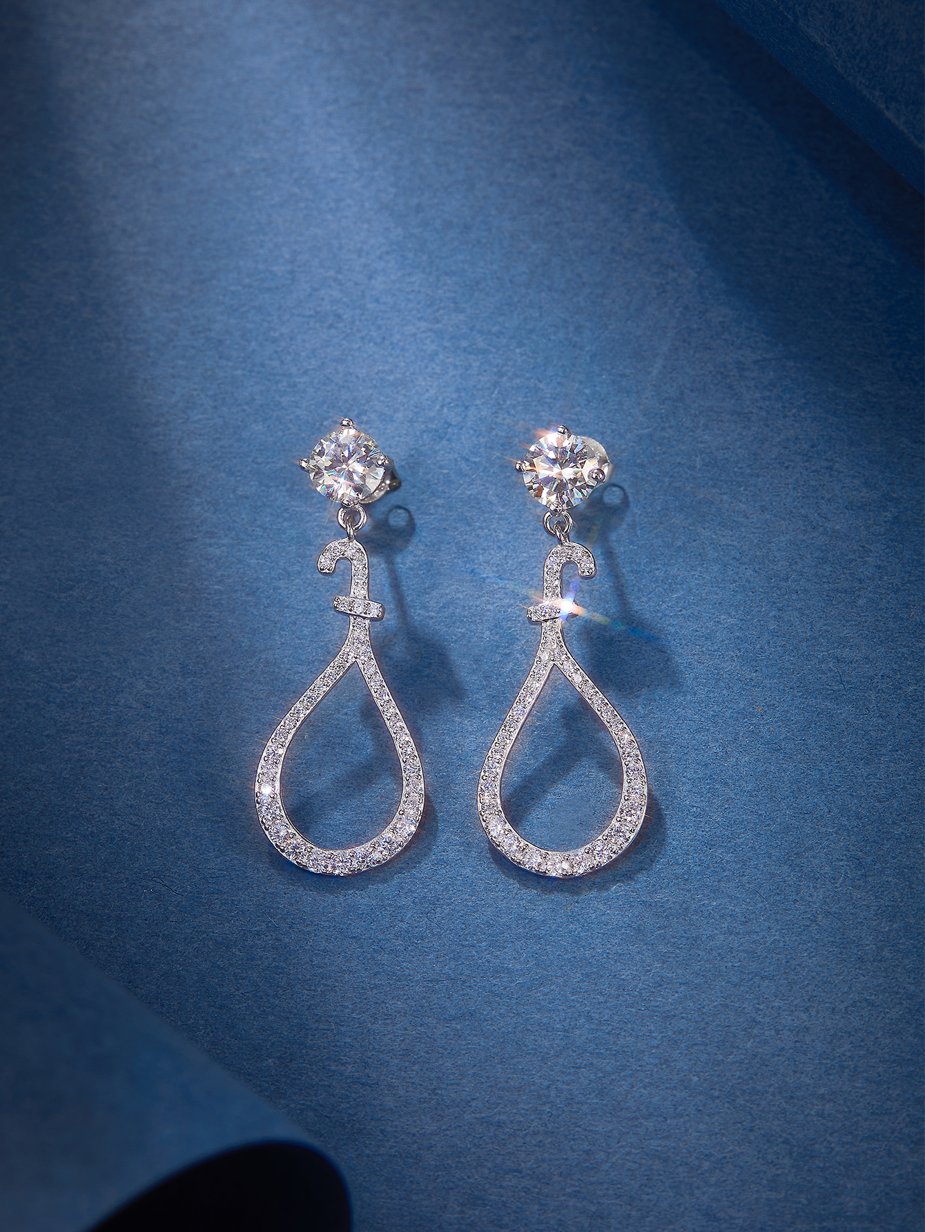 MT Luxury Moissanite Pendant Earrings, Round Brilliant Cut 1 ct * 2 PCS High Quality Moissanite 925 Sterling Silver Long Tassel Earrings for Women Wed