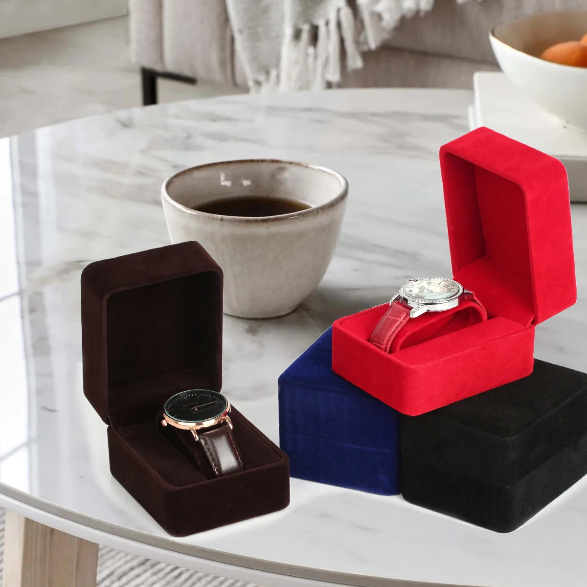 Flannelette Watch Packaging Box Case Display Holder Black Bracelet Jewelry Storage Organizer For Woman Man Gift Wholesale 250819