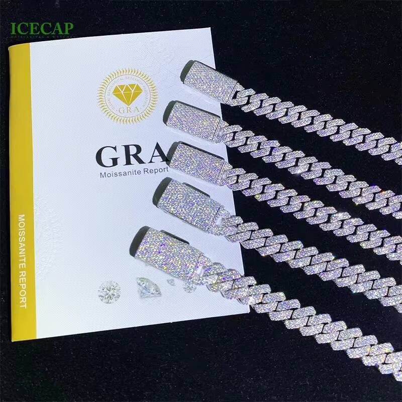 8mm 10mm 12mm 13mm 14mm 15 mm Miami Cuban Link Chain Necklace 925 Silver Moissanite Cuban Link Necklace for Men