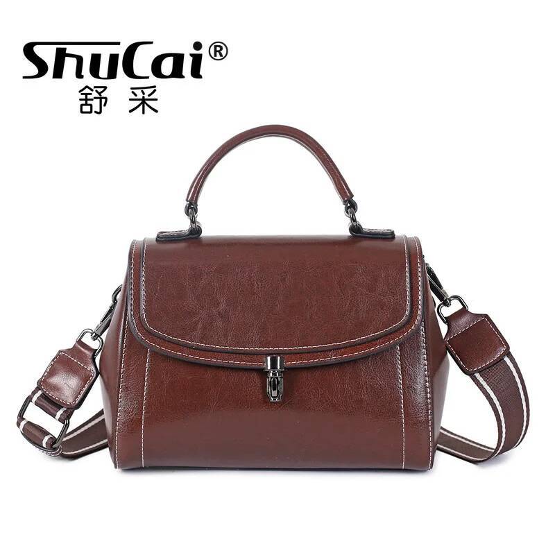 Genuine Leather Women's Bags Cowhide Handbags Simple Premium Feeling Large Capacity Shoulder Crossbody Bag Female