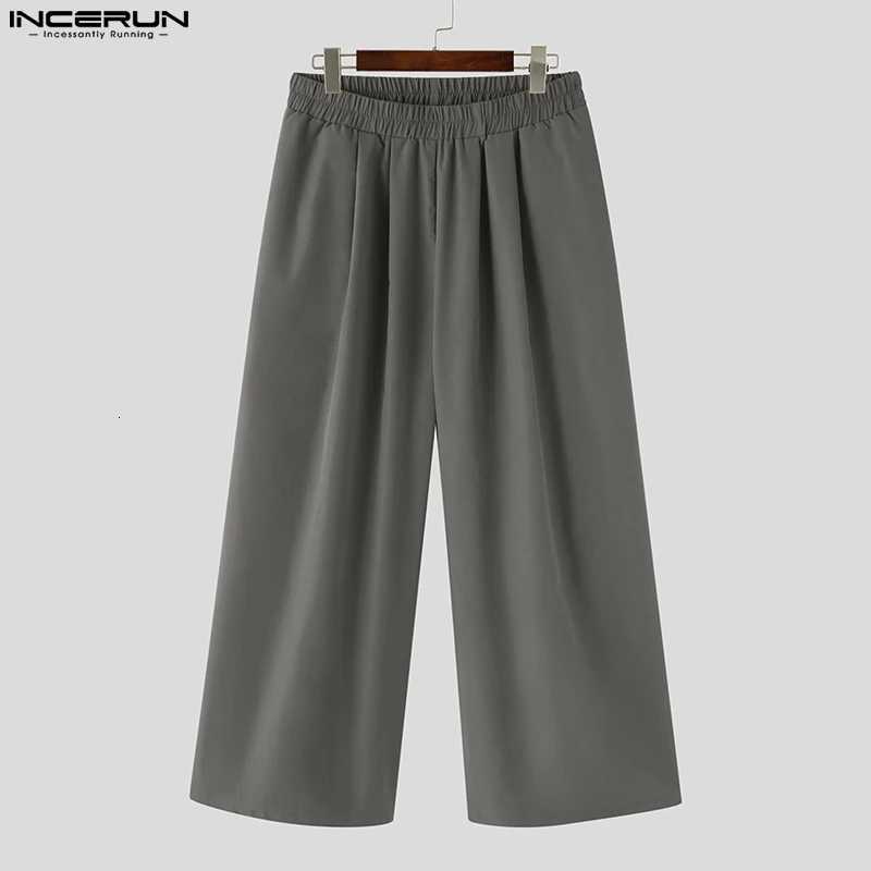 Men Wide Leg Pants Solid Color Loose Joggers Elastic Waist Trousers Men Streetwear Vintage 2024 Casual Long Pants S-5XL W250819
