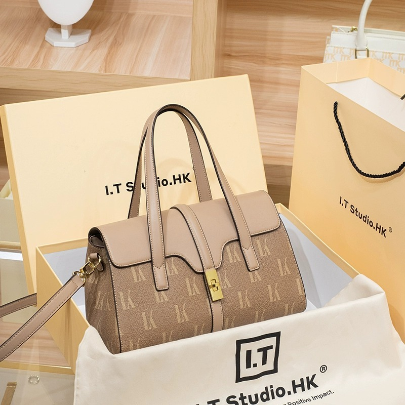 LORDLY KNACK designer bag light luxury genuine leather casual Boston bag versatile high-quality classic handbag for woman