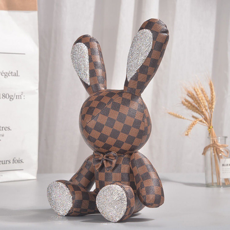 38cm New Dia-Encrusted Creative Rabbit Doll Plush Toy Car Decoration Living Room Ornament ddmythur