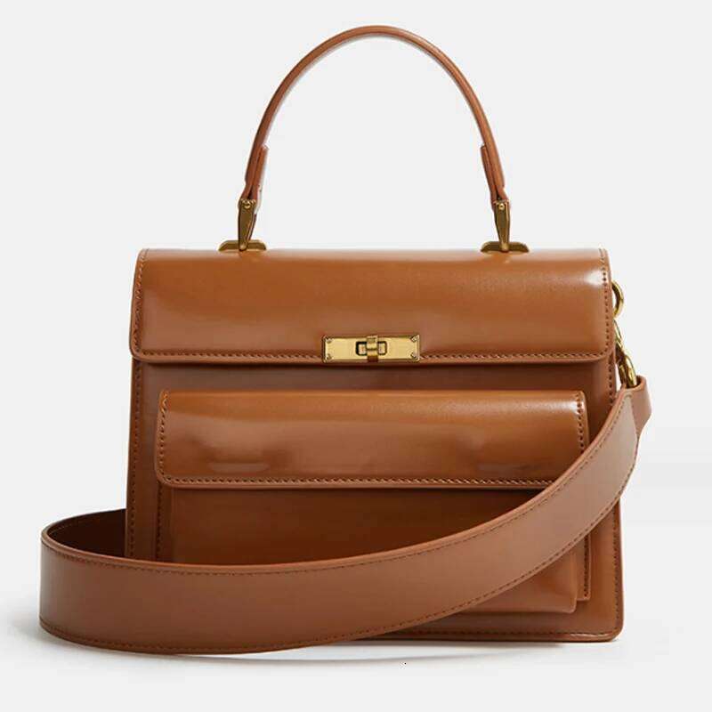 New High Quality Patent Leather Handbag Fashion Women Wide Shoulder Strap Crossbody Small Square Bag