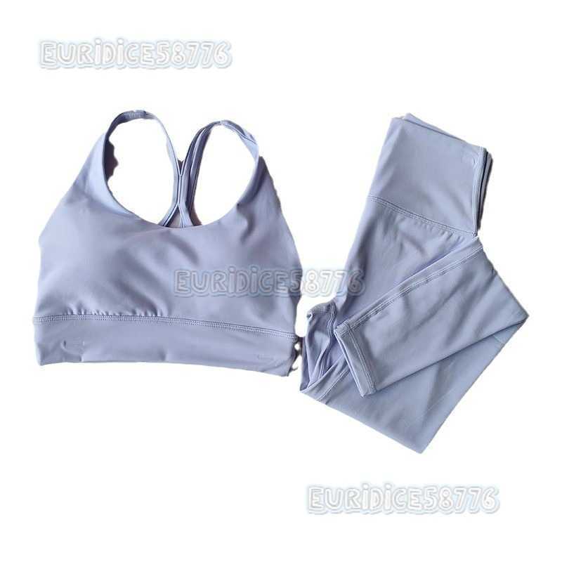 Yoga Clothing Set Nude Feel Solid Color Shockproof Gathered Sports Bra Women Training Quick-dry Set Pilates Fitness Clothing H250819