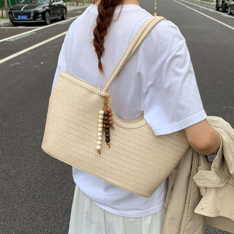 Summer Large Capacity Designer Bags Woven Pattern Underarm Bag for Women 2025 New Fashion Versatile Casual Commuter Shoulder Handbag