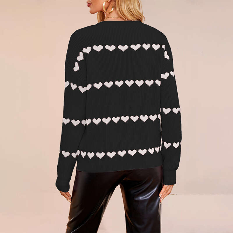 New Autumn Winter Women's Clothing Valentine's Day Love Heart Pullover Knitted Plus Size Loose Sweater B5