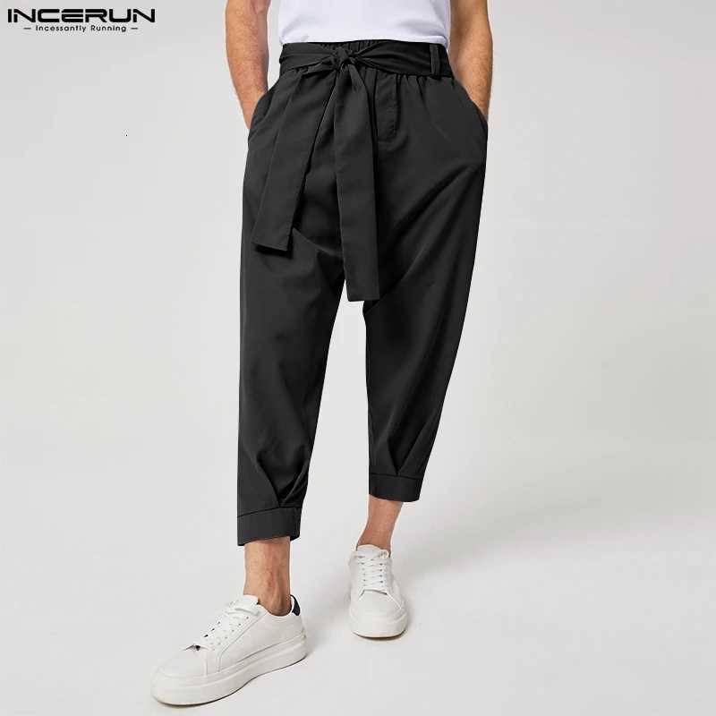 2024 New Mens Fashion Solid Color Pants DrAWstring Leisure Harem Trousers Chinomens Loose Wide Leg Pants Trousers S-5XL W250819