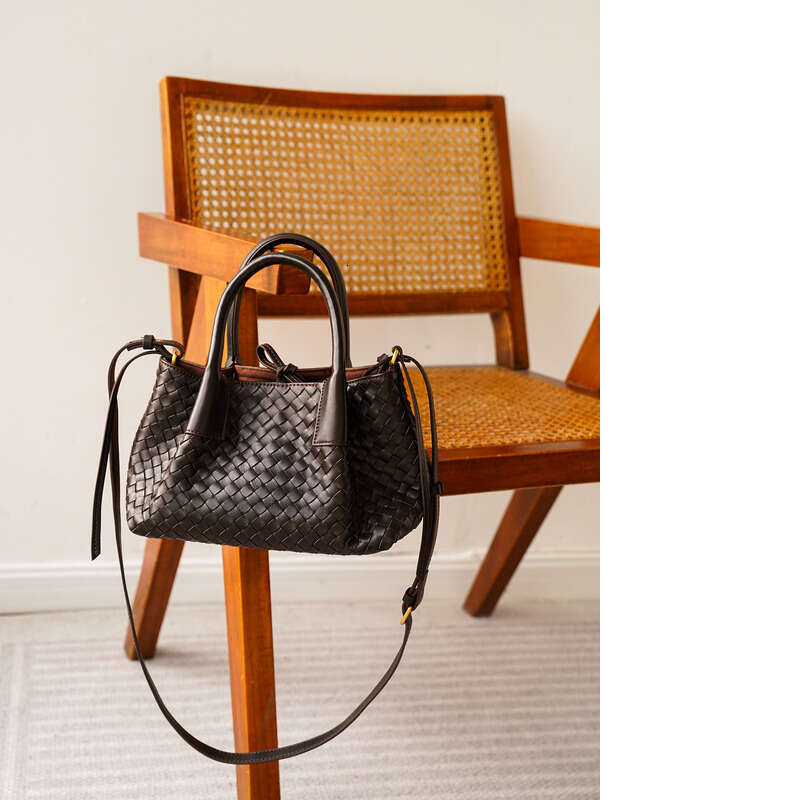 Leather Bag Women Handbag Braided Bag Light Luxury Style Woven Handbag Genuine Leather Sheepskin Women S Crossbody Handheld Dual Use Large