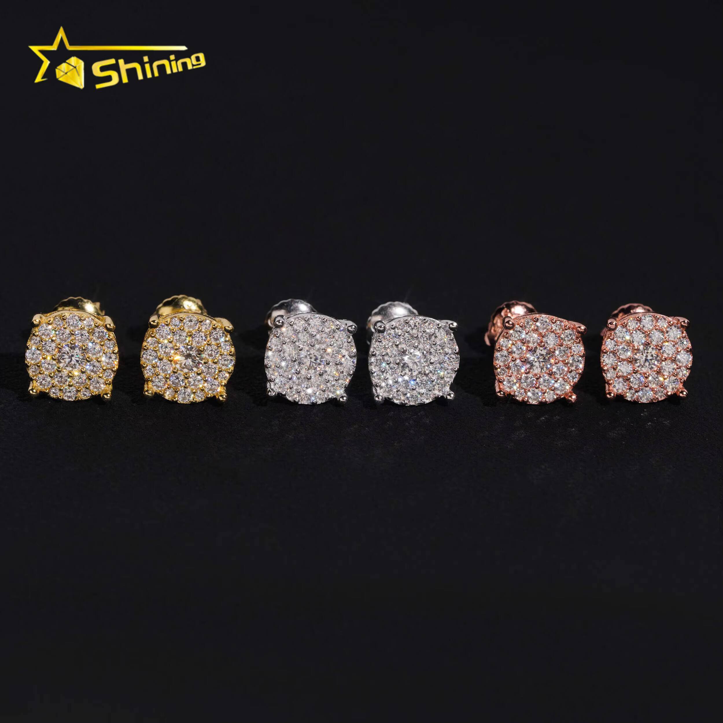 Fast Shipping Cheapest Price Round Earrings 925 Silver Gold Plated GRA Moissanite Stud Earrings Fashion Jewelry