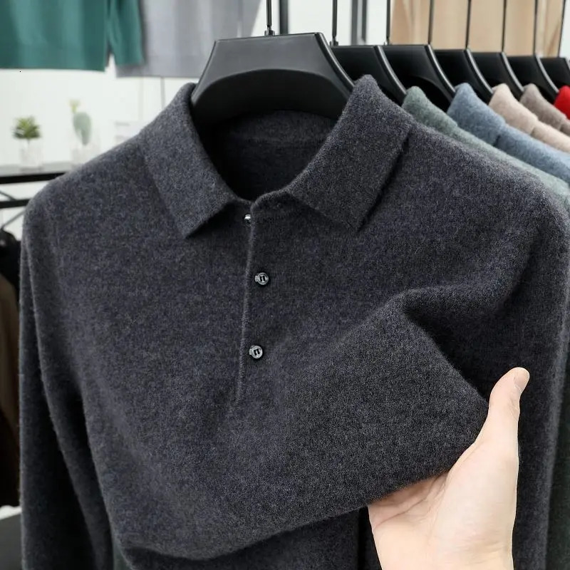 Smart Casual Autumn Winter Sweater Men Solid Lapel Button Simplicity Fashion y Long Sleeve Pullovers Knitted Tops 250819