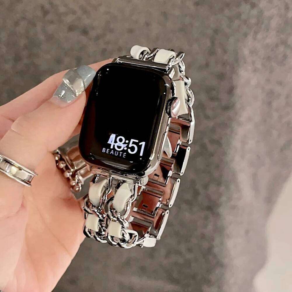 Smart watch Metal Leather Strap For Apple Watch 10 Band 42mm 46mm 41mm 45mm 44mm 40mm Designer Women steel Luxury Bracelet iWatch 9 Ultra 8 7 SE 6 5
