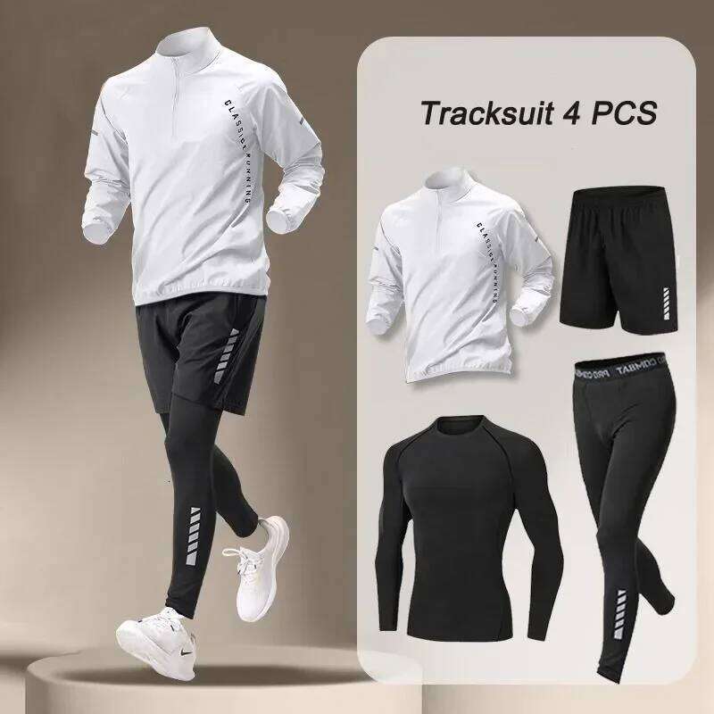 2025 Summer Men's Quick Dry Jacket Suit 1-4 Piece Outdoor Fiess Running Sets Sports Jogging Pants Workout Clothes Sportswear