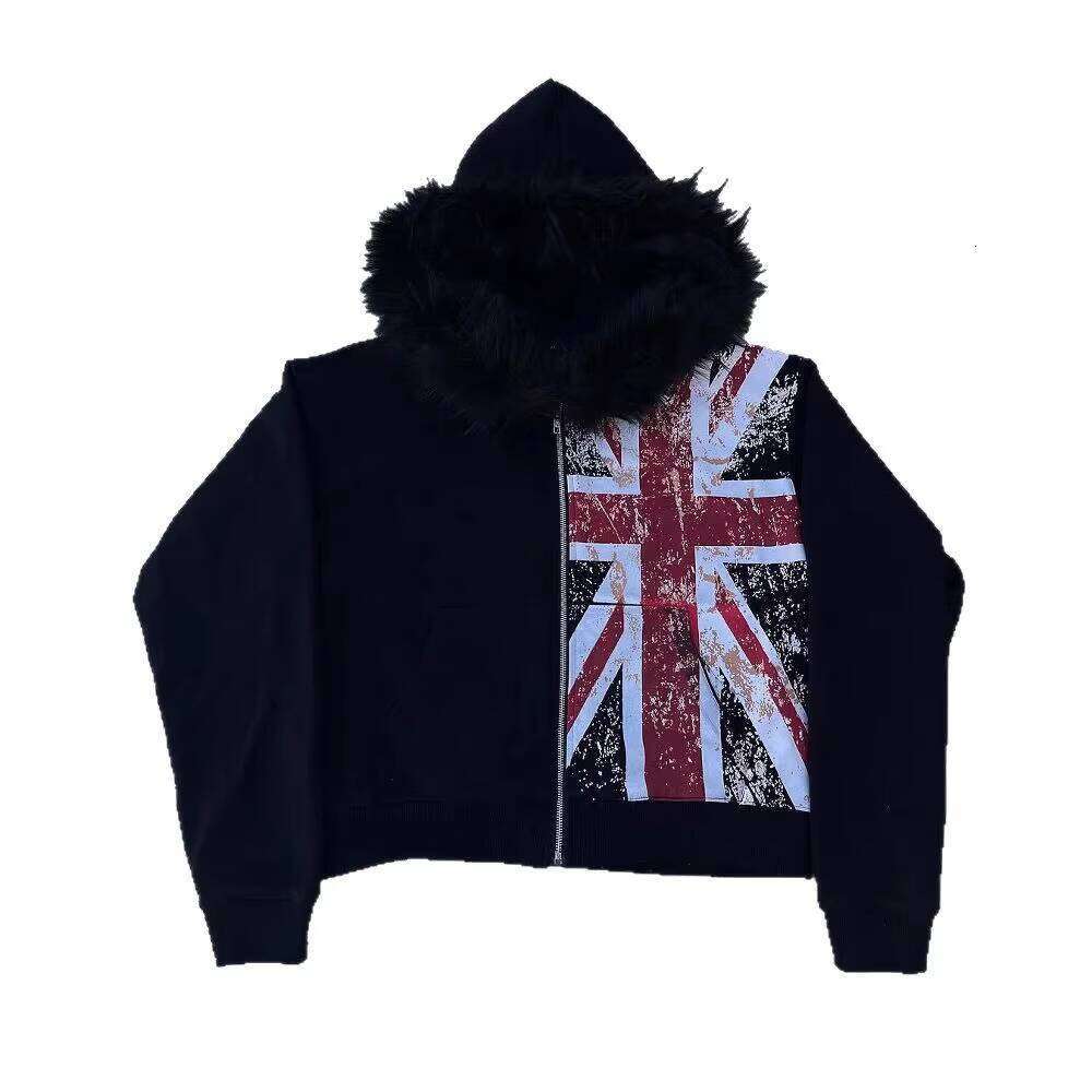 Sweatshirts High Quality Plus Size Men's Fur Zip up Sweat Wear Capucha Hoodie for Men