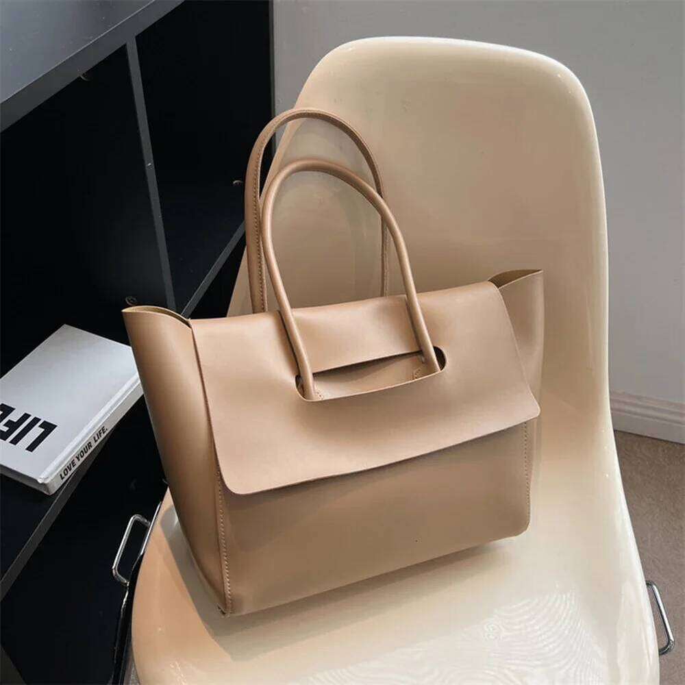 High Quality Retro Tote PU Leather Ladies Top Handle Large Capacity Trend Shoulder Bag Women Vintage Solid Color Handbag